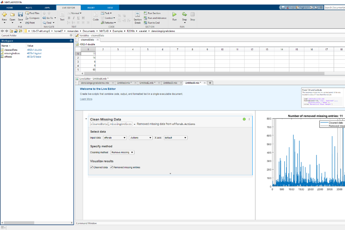 Remove missing data workspace