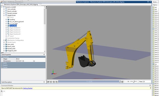 Simscape Multibody visualization of the excavator developed by EL-Zon researchers.