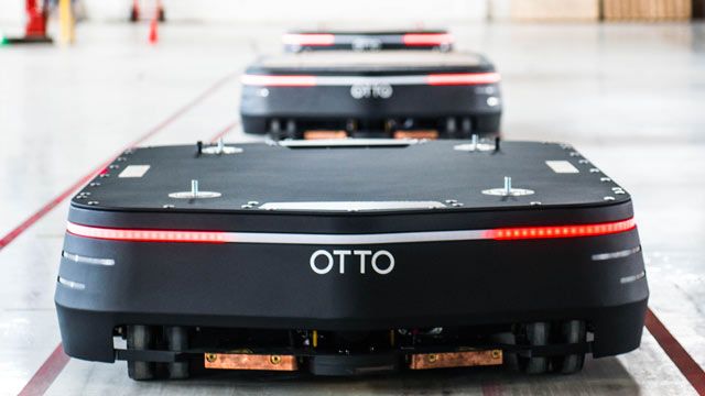 OTTO 1500 self-driving vehicles for materials transport.