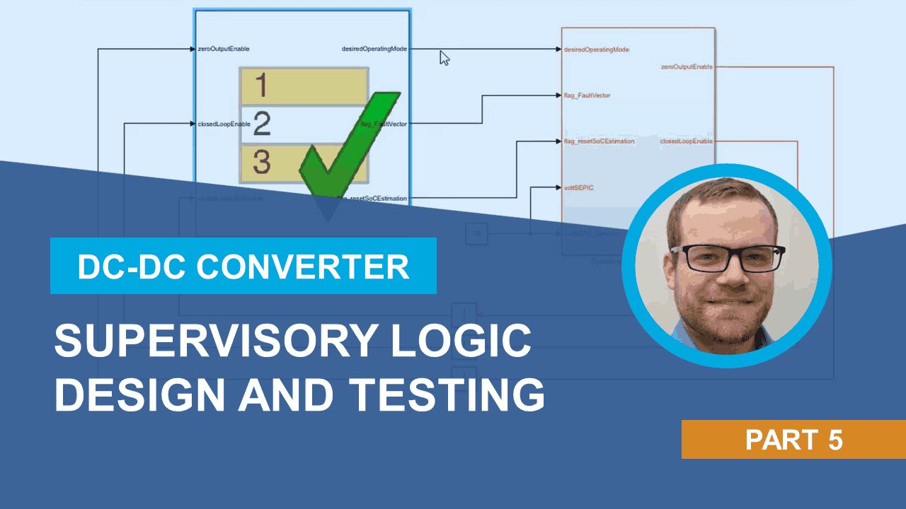 Learn how to use Stateflow to design supervisory logic state machines that manage your converter desired operating mode.