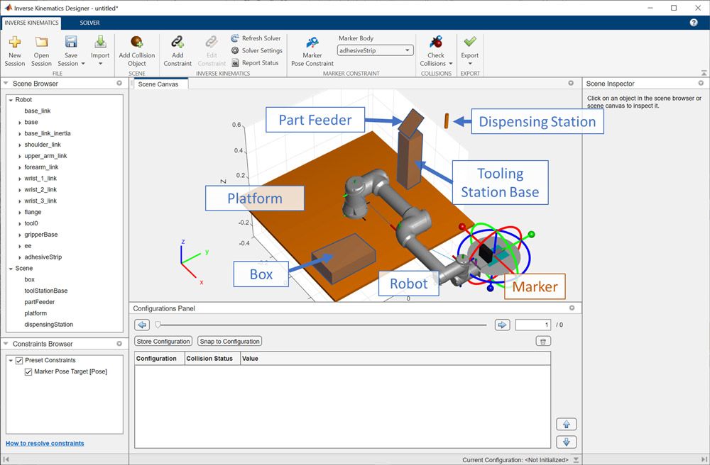 A screenshot of the Inverse Kinematics Designer with a UR cobot