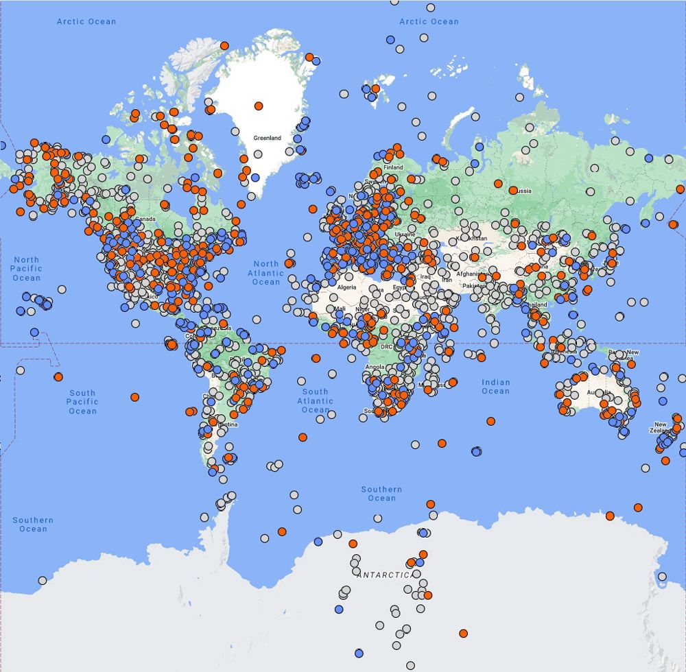 Carte du monde affichant les projets sur chaque continent.