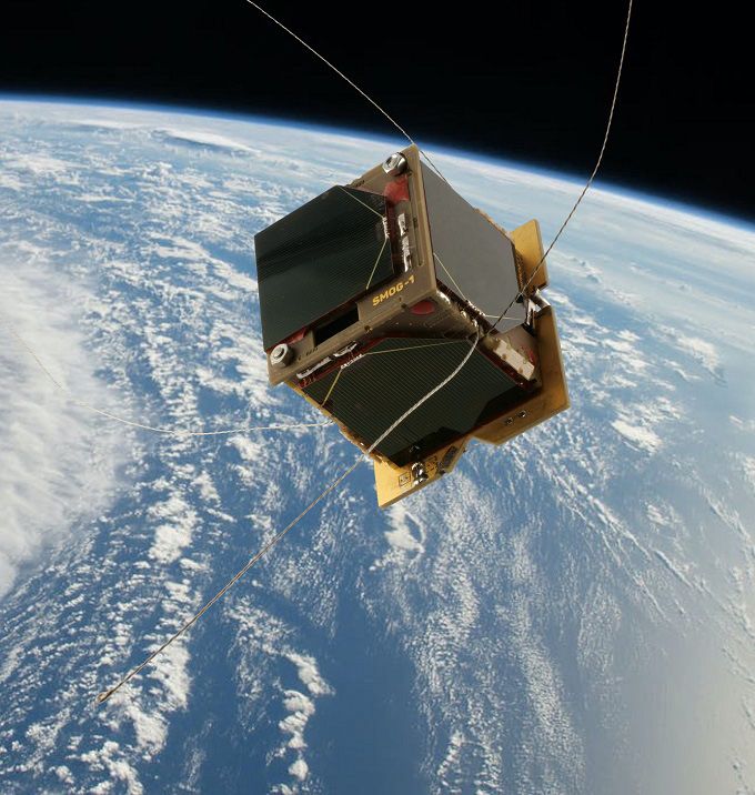 PocketQube satellite in space above Earth.