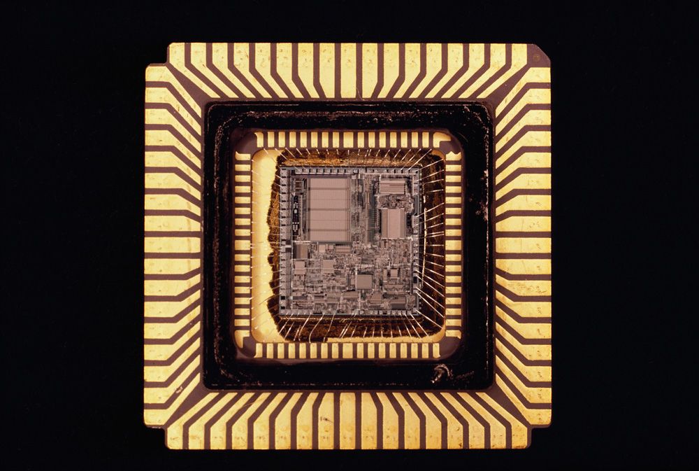 Close-up of ASIC with cap removed.