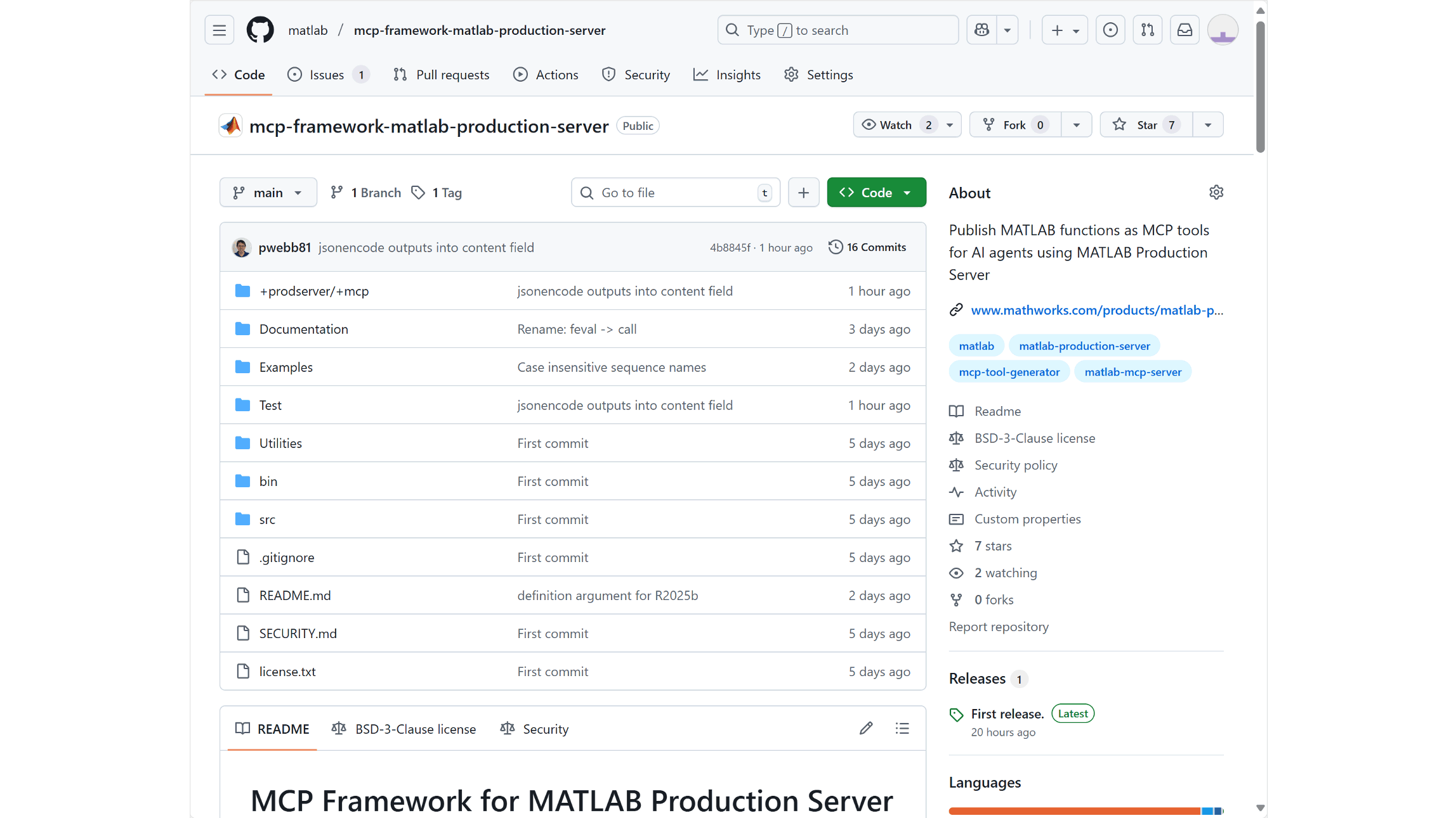 Screenshot of repository on GitHub.