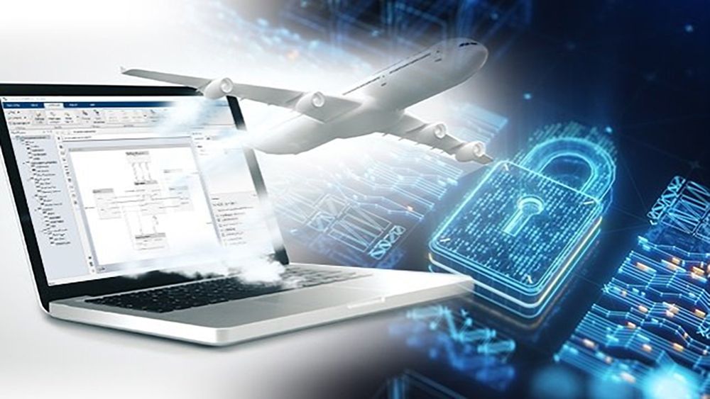 Ordinateur portable avec System Composer et un avion.