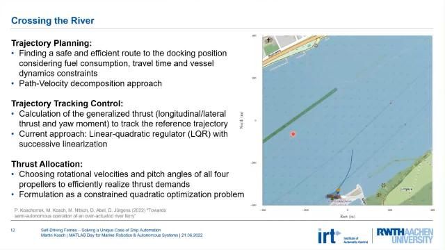 This talk highlights the various challenges and distinctive features that characterize the automation of inland and sea ferries.
