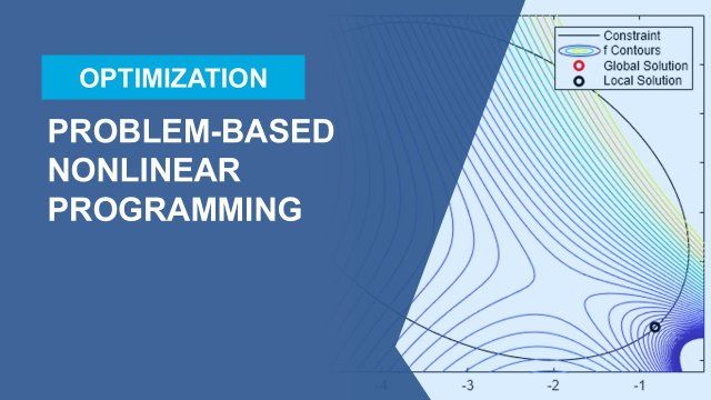 Express and solve a nonlinear optimization problem with the problem-based approach of Optimization Toolbox. Use nonlinear functions in both the objective function and constraints. Solve with an automatically selected solver.