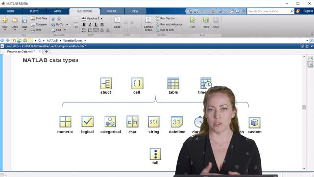 After importing data, you can use MATLAB to preprocess it. This video uses an example weather data set to illustrate all the ways you can preprocess your data.