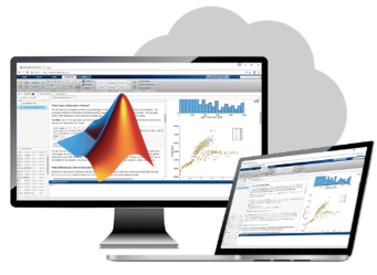 MATLAB shown running on monitor and laptop screen.