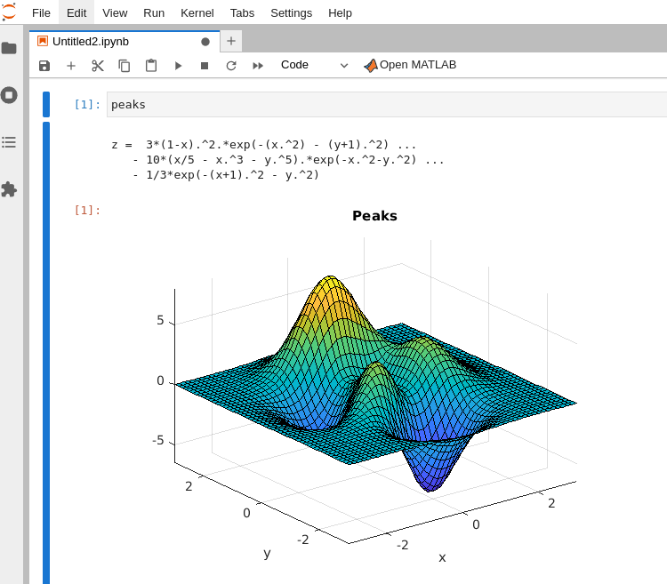 MATLAB code running in JupyterLab