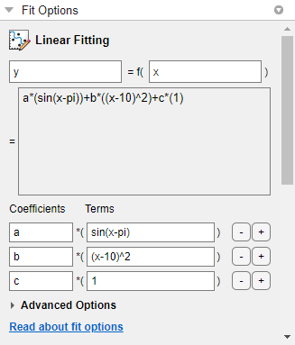 Default linear fitting equation