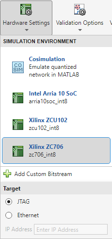 Deep Network Quantizer Hardware Settings