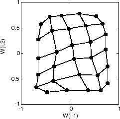 Plot of weight vectors after 500 cycles.