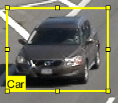 Rectangular car label on vehicle