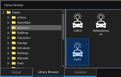 Proto file appears as a behavior under the Vehicles folder