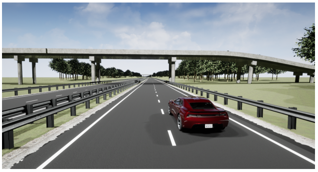 US highway scene in 3D environment