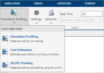 Cost estimation in the toolstrip