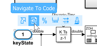 View of the contextual menu for the keyState inport block