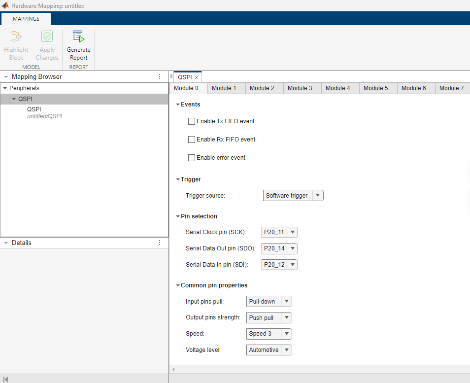 QSPI Peripheral Hardware Mapping