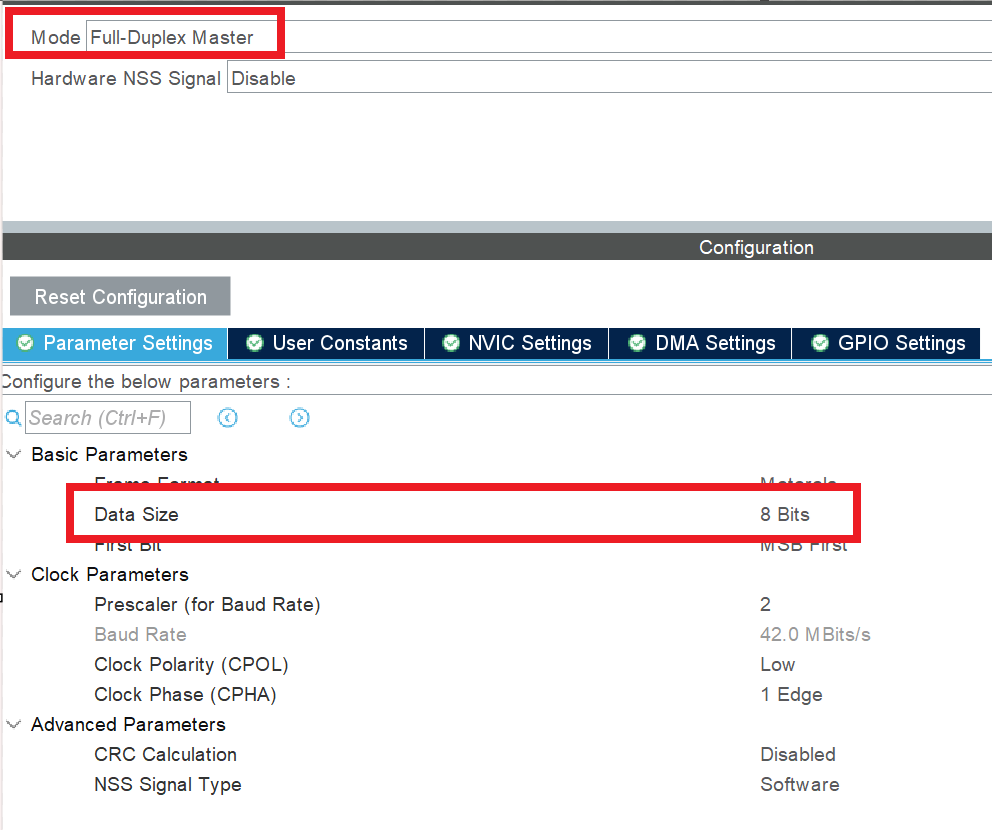 Port configuration for SPI resource in STM32 CubeMX configuration software
