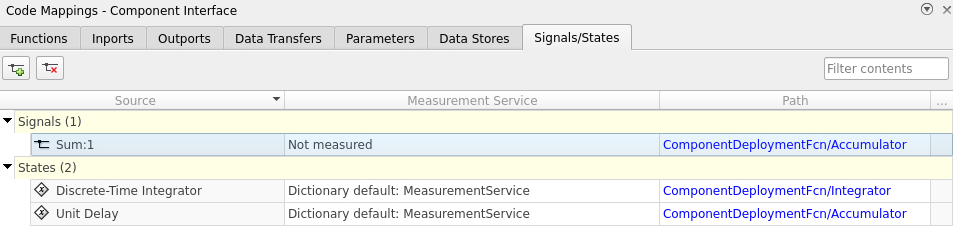 Signal in the code mappings with measurement service set to 'Not measured'