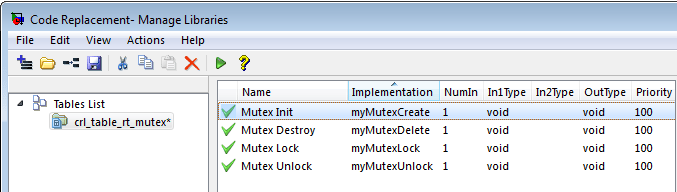 Code replacement table showing validated entries.