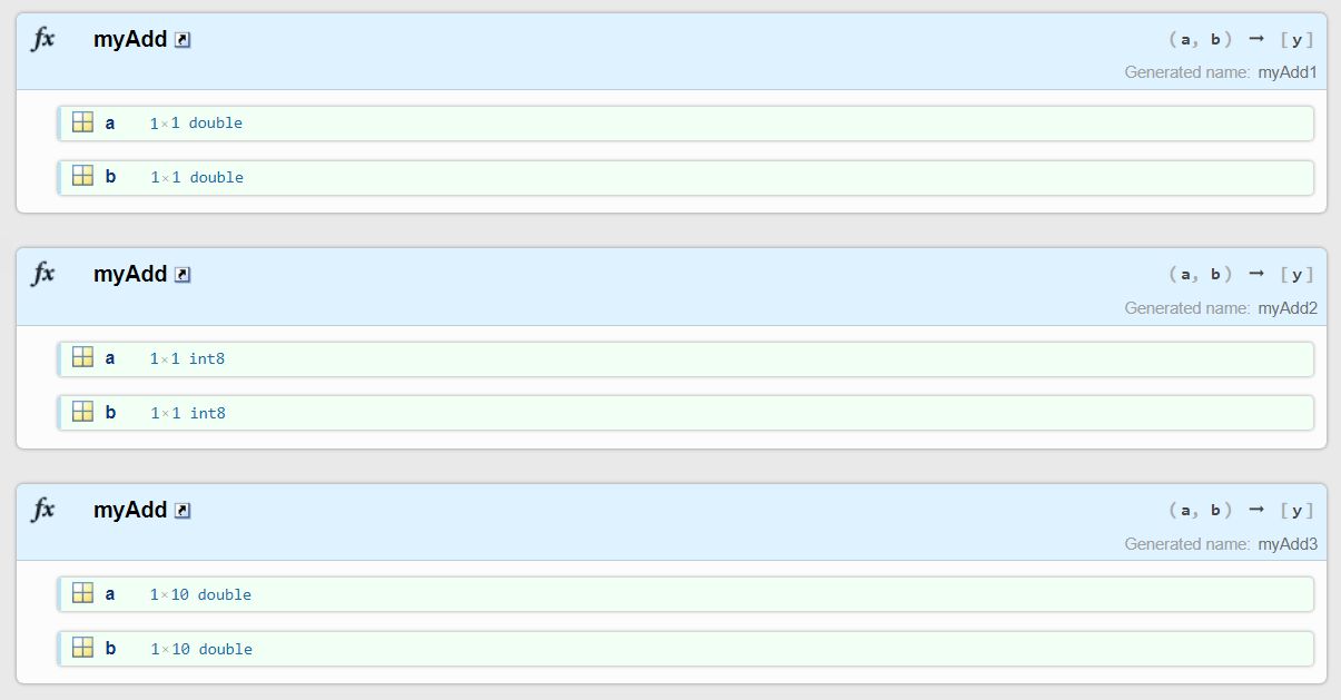 Entry point summary shows mapping of signatures to entry-point function versions.