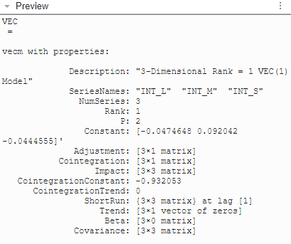 Object display of model VEC