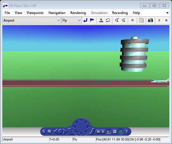 Figure VR Plane Take-Off contains objects of type hgjavacomponent, uimenu, uipanel, uitoolbar.