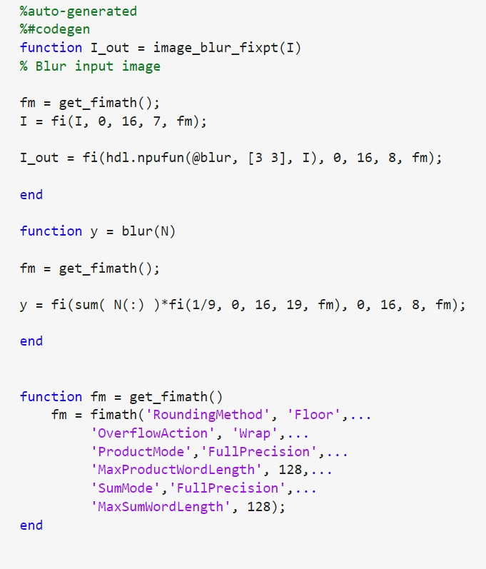 Fixed point code in fixed point function block