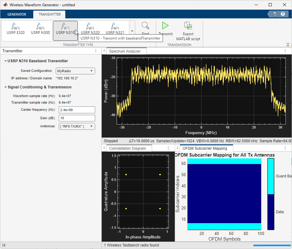 Transmit App-Generated Wireless Waveform Using Radio Transmitters
