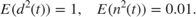 $$ E(d^2(t)) = 1 ,\quad E(n^2(t)) = 0.01 . $$