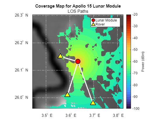 Visualize Coverage Maps over Lunar Terrain Using Ray Tracing