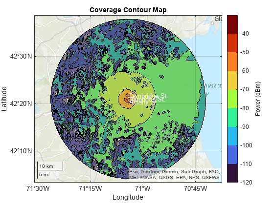 Visualize Viewsheds and Coverage Maps Using Terrain