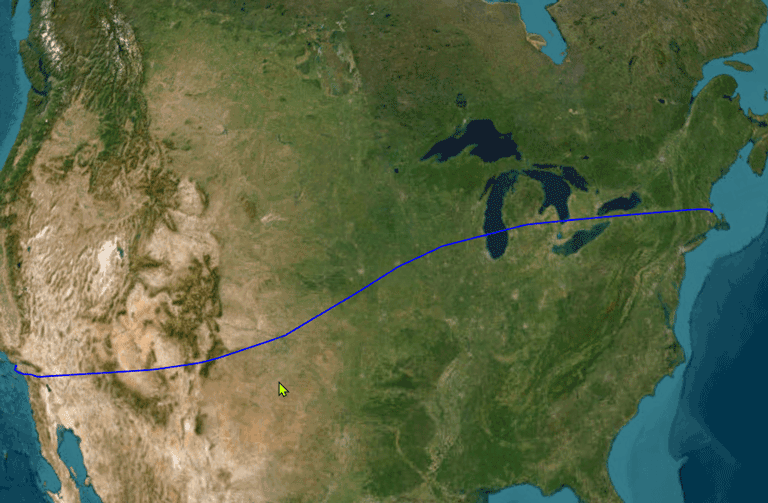 Trajectory on globe