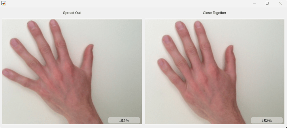 UI grid layout displaying the spread out hand on the left and the closed together hand on the right