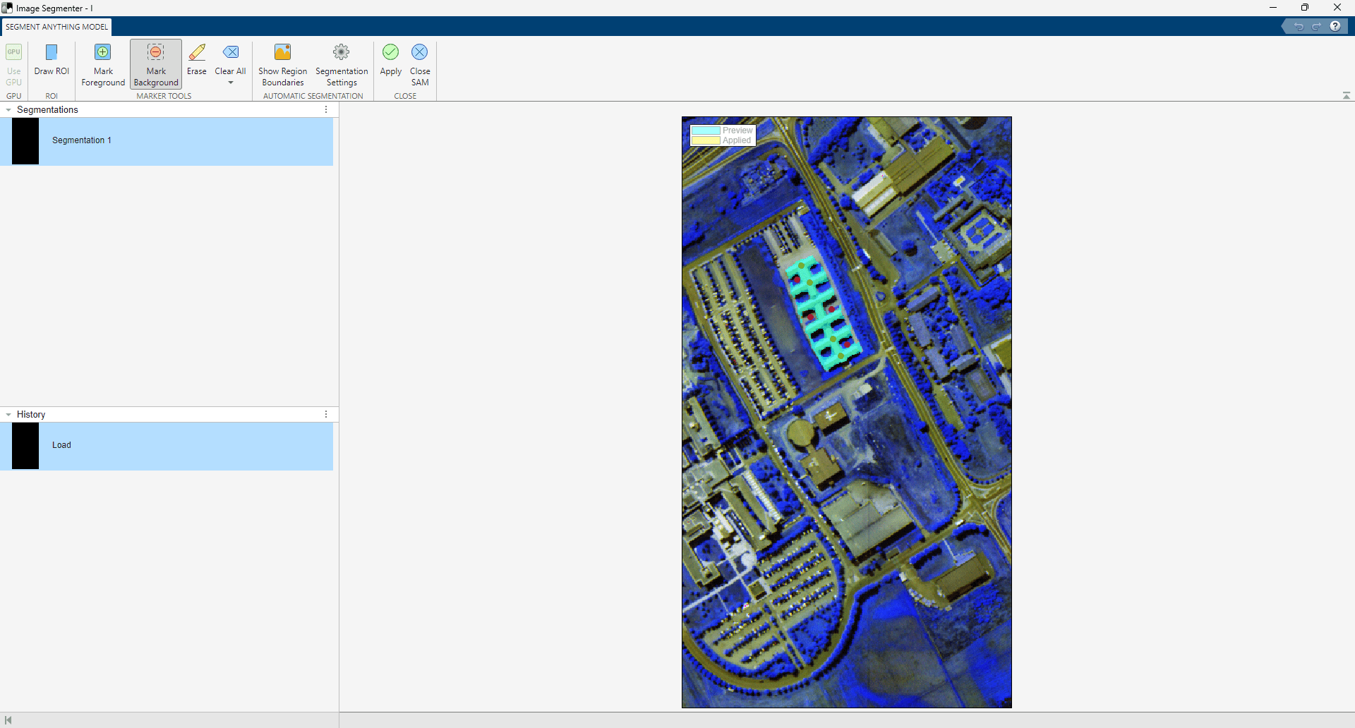 Points marked for segmentation of one object using SAM