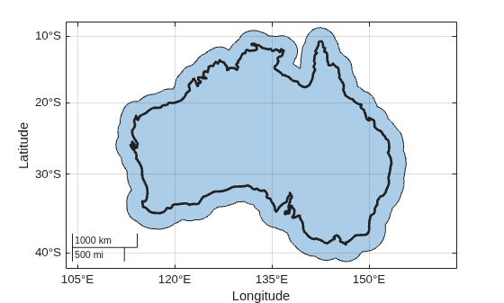 Figure contains an axes object with type geoaxes. The geoaxes object contains 2 objects of type polygon.