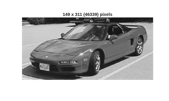 Original grayscale image of a car, 149 x 311 pixels