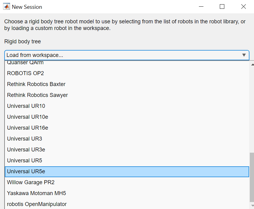 Load robot from provided model library