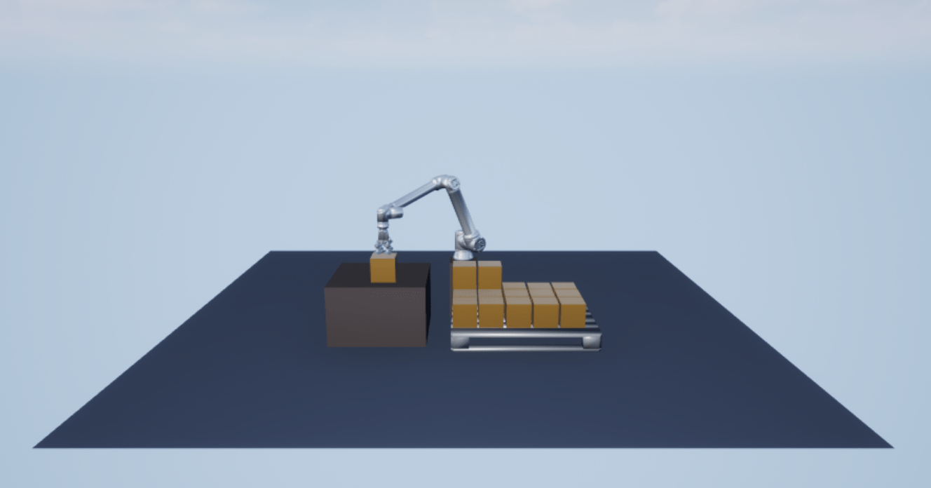 Cobot placing boxes in arrangement on a pallet.