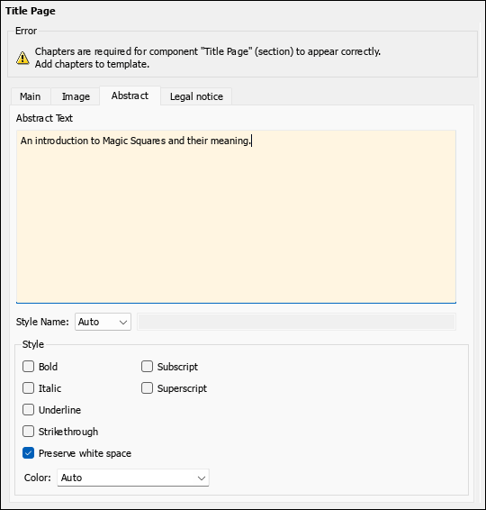Right pane with the Abstract tab selected. The abstract reads "An introduction to Magic Squares and their meaning."