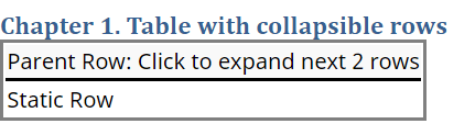 Chapter 1 heading followed by a table with 2 of the 4 rows collapsed.