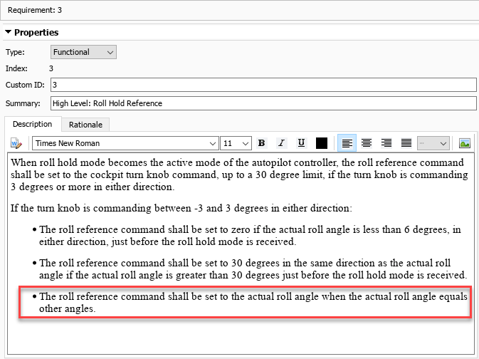 This image shows the description for the 3rd high-level requirement. The missing requirement from Cmd_Determination is in the red box.