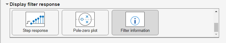 Filter response options in Design Filter live task