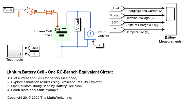 Lithium Battery Cell - One RC-Branch Equivalent Circuit