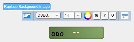 Display block in design mode with the toolbar above the block displaying the tooltip Replace Background Image above the leftmost toolbar button