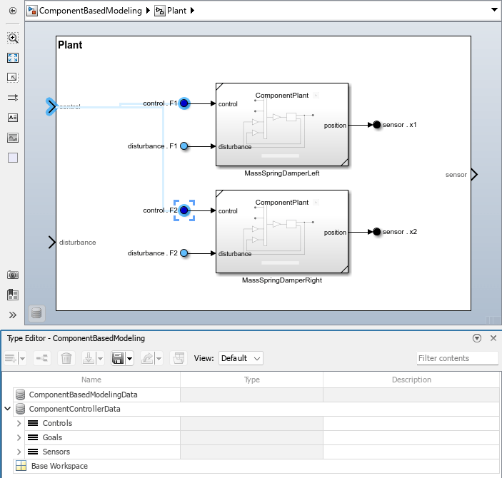 Docked Type Editor with three bus objects in a data dictionary