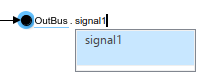 Out Bus Element block labeled OutBus.signal1 with cursor after signal1